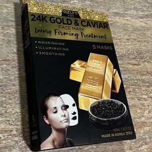 NIB 5-piece Azure Max 24 KT gold & caviar luxury firming face mask set